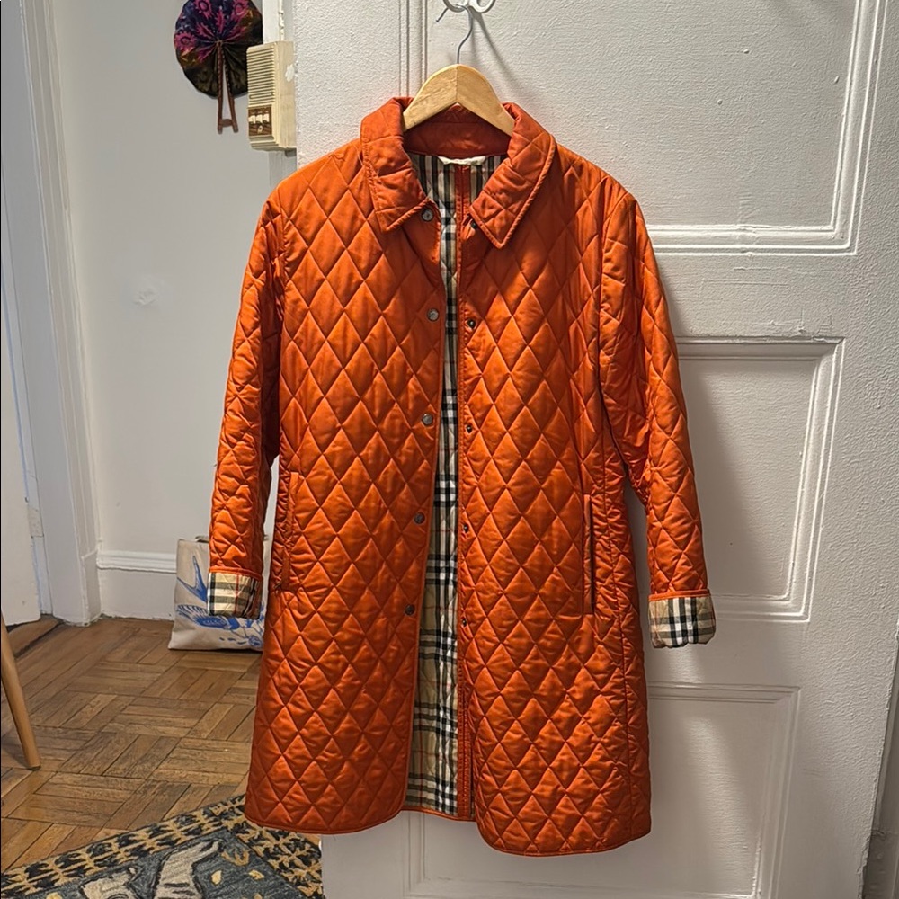 Burberry Orange Quilted Women's Coat